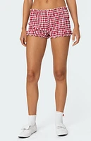 Edikted Gingham Scrunch Shorts