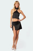 Edikted Daina Satin Slit Mini Skirt