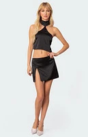 Daina Satin Slit Mini Skirt