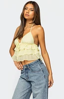 Edikted Zephi Split Front Ruffled Top