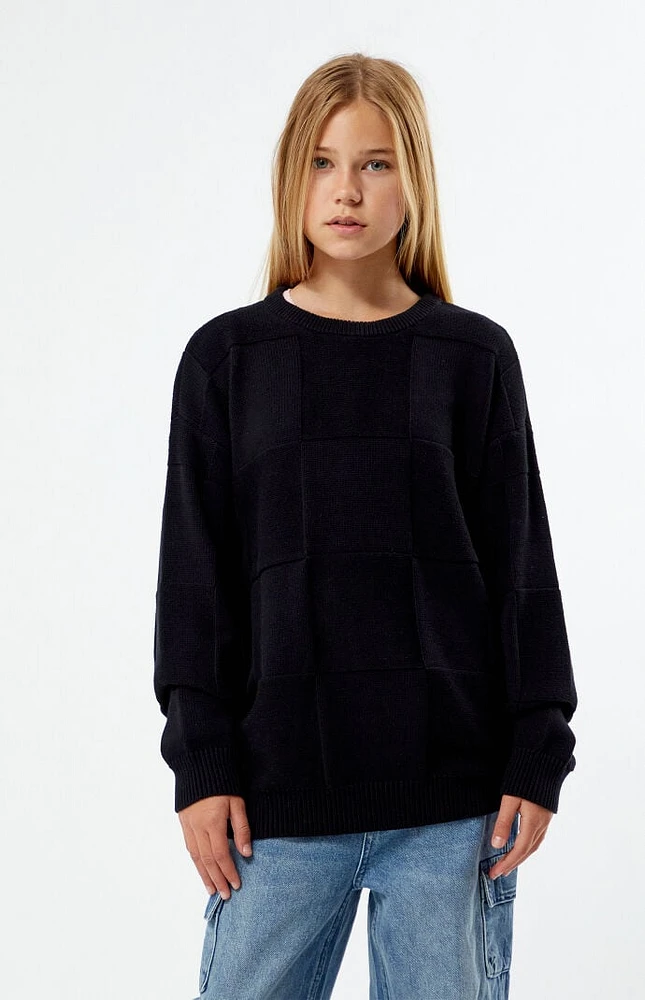 PacSun Kids Black Tonal Checkerboard Sweater