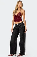 Edikted Strappy Ruched Mesh Top