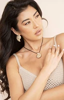 Ettika Nautilus Shell Pendant Black Cord Necklace