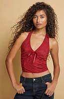 Beverly and Beck Aimee Bow Lace Halter Top