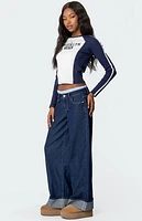 Edikted Striped Boxer Detail Low Rise Jeans