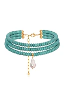 Ettika Marina Layers Turquoise Beaded Pearl Pendant Necklace