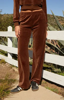 John Galt Brown Velour Anastasia Sweatpants