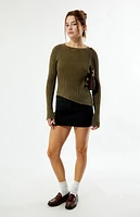 Another Girl Zip Detail Enzyme Wash Sweater