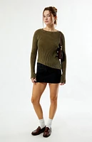 Another Girl Zip Detail Enzyme Wash Sweater