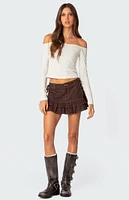 Edikted Dev Ruffle Linen Mini Skirt