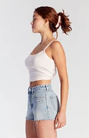 PacSun Bow Embroidered High Waisted Denim Festival Shorts