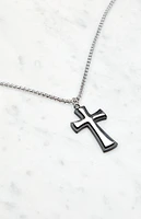 LA Hearts Silver Cross Chain Necklace