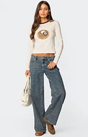 Edikted Leopard Heart Washed Jeans