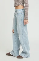 PacSun Casey Light Indigo Ripped Knee Low Rise Baggy Jeans