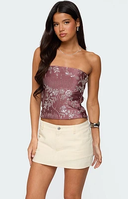 Edikted Zelda Bead and Sequin Strapless Top