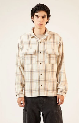 Pacsun Cream Tweed Plaid Overshirt