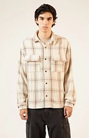 Pacsun Cream Tweed Plaid Overshirt