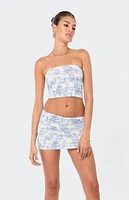 Edikted Delft Print Strapless Top