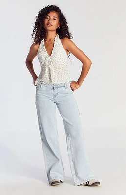 PacSun Casey Button Pocket Low Rise Baggy Jeans Light Indigo