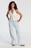 PacSun Casey Button Pocket Low Rise Baggy Jeans Light Indigo