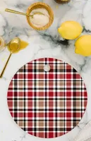 Red Plaid Round Cutting Board