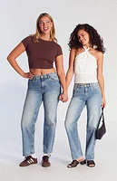Pacsun Jordyn Stretch Low Rise Straight Leg Jeans Medium Indigo