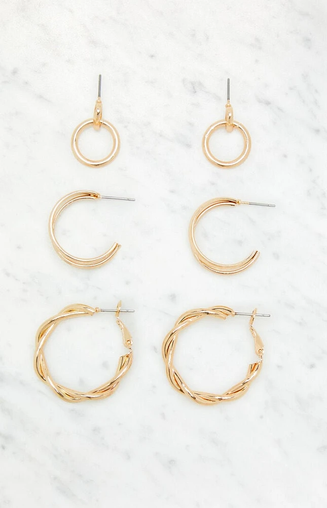 LA Hearts 3 Pack Variety Hoop Earrings