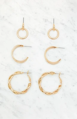 LA Hearts 3 Pack Variety Hoop Earrings