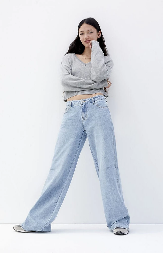 PacSun Casey Light Indigo Seam Low Rise Baggy Jeans