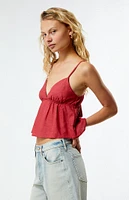 LA Hearts Linen V-Neck Babydoll Tank Top