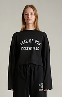 Fear of God Essentials Women's Black Tri-Blend Cropped Long Sleeve T-Shirt