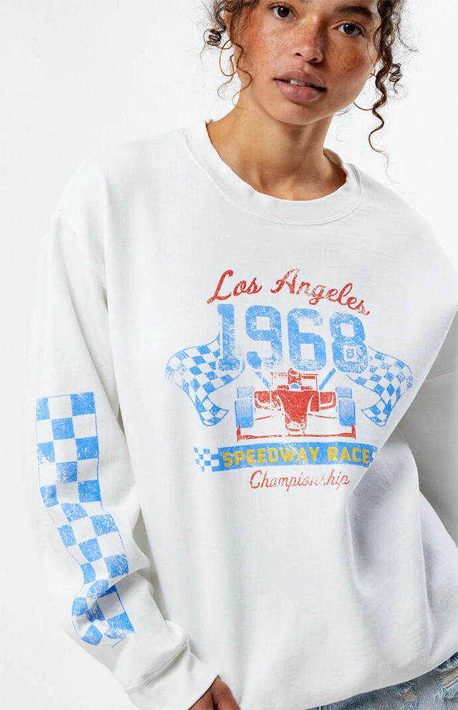 Golden Hour LA 1968 Speedway Race Crew Neck Sweatshirt