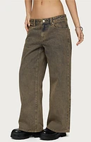 Edikted Petite Zahra Mud Wash Low Rise Jeans