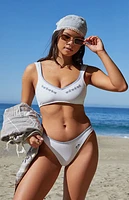 Amor y Besos White Rosa Embroidered Tank Bikini Top