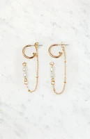 LA Hearts Pearl & Chain Drop Earrings