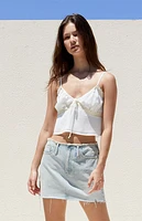 Pacsun Light Indigo Low Rise Frayed Denim Mini Skirt