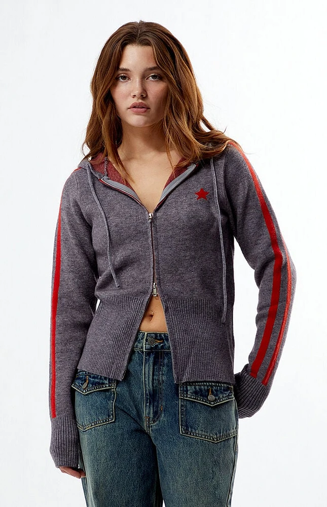 Daisy Street Star Zip Up Knit Hoodie