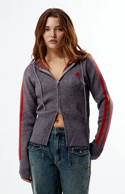 Daisy Street Star Zip Up Knit Hoodie