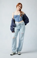 PacSun Eco Light Indigo Fold-Over Ripped '90s Boyfriend Jeans