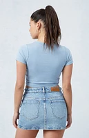 PacSun Light Blue Stretch Mid Rise Denim Mini Skirt