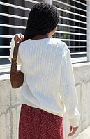 John Galt White Cable Knit Brianna Sweater