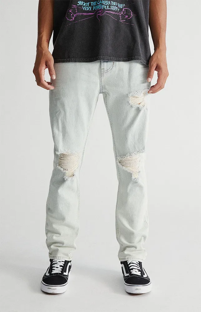 Light Destroyed Slim Taper Jeans