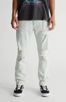 Light Destroyed Slim Taper Jeans
