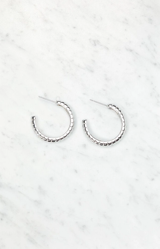 LA Hearts Ribbed Hoop Earrings