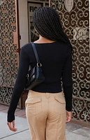 John Galt Black V-Neck Long Sleeve Sweater