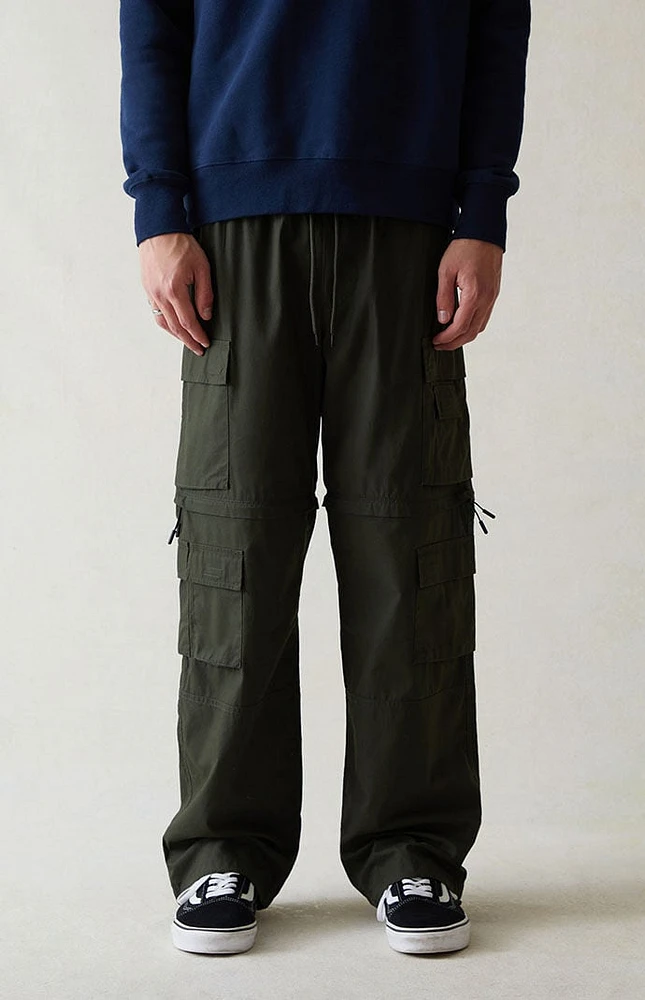 PacSun Canvas Green Baggy Zip Off Cargo Pants