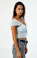 LA Hearts Sweetheart Cinched Mesh Top