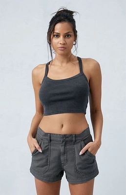 PacSun Dark Gray Mid Rise Slouchy Workwear Shorts