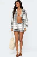 Edikted Collins Oversized Striped Button Up Shirt