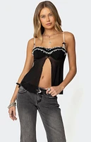 Edikted Cia Sheer Split Front Bra Top